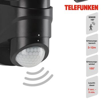 Telefunken LED Außen-Wandleuchte 304605TF, LED fest verbaut, Neutralweiß, Außenleuchte Sensor IP44 4000K 2000lm 20W 25,8x21,8x16cm