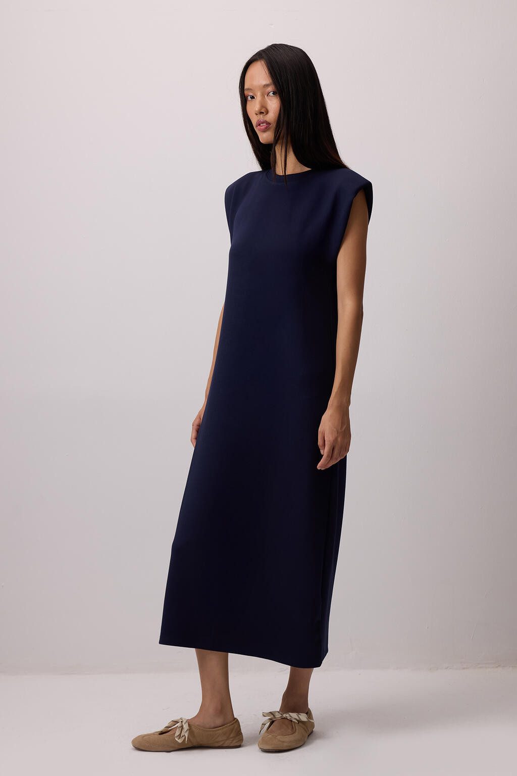 touche prive Maxikleid Gepolstertes Kleid mit Rundhalsausschnitt