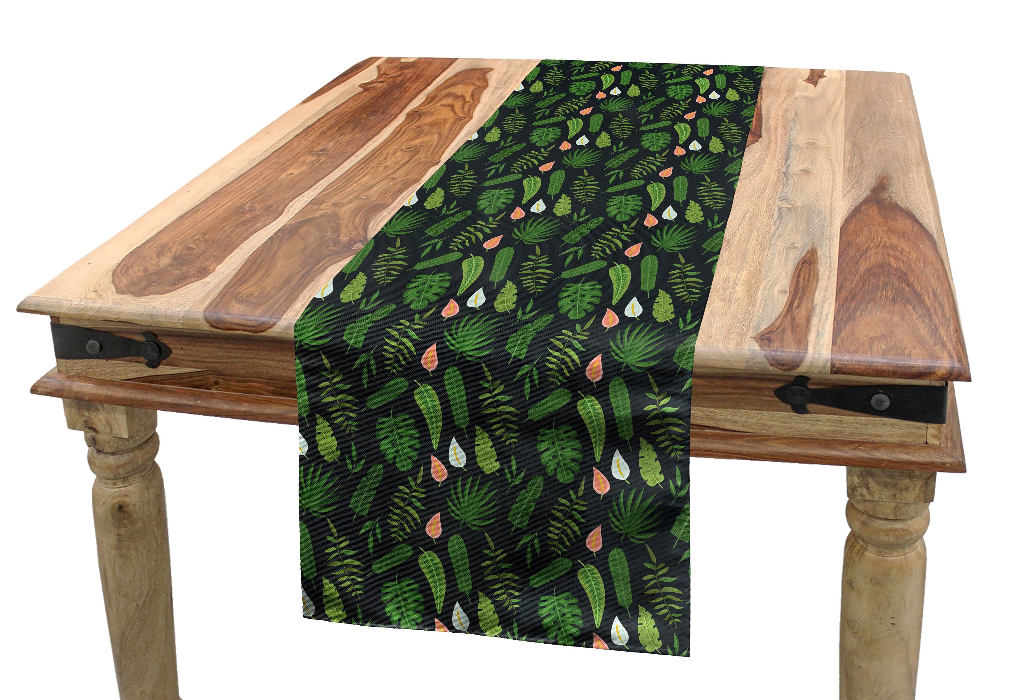Abakuhaus Tischläufer Esszimmer Küche Rechteckiger Dekorativer Tischläufer, Tropisch Verschiedene Jungle Plantage