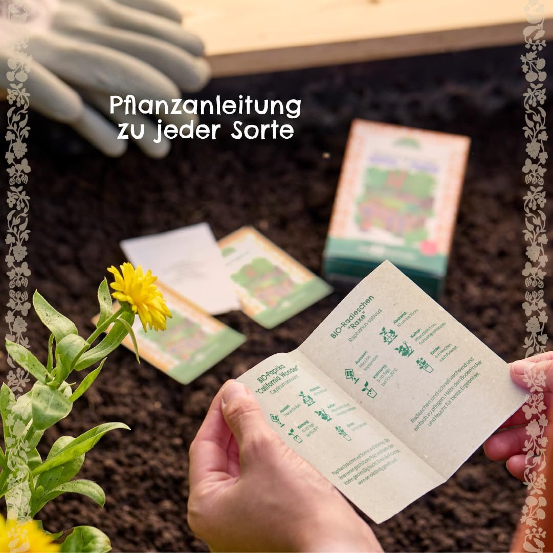 Die Stadtgärtner Blumensamen Saatgut-Set essbare Blüten mit 6 BIO-Sorten, Tolles Garten-Geschenk, Samenfest, Ohne Gentechnik, Laborgeprüfte Keimrate