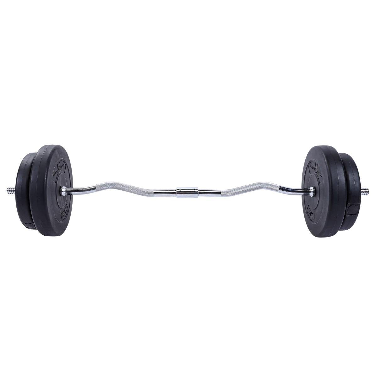 Hantel-Set 30 kg, SZ-Stange 120cm, Kunststoff - Curlset, Curlstange, Langhantel