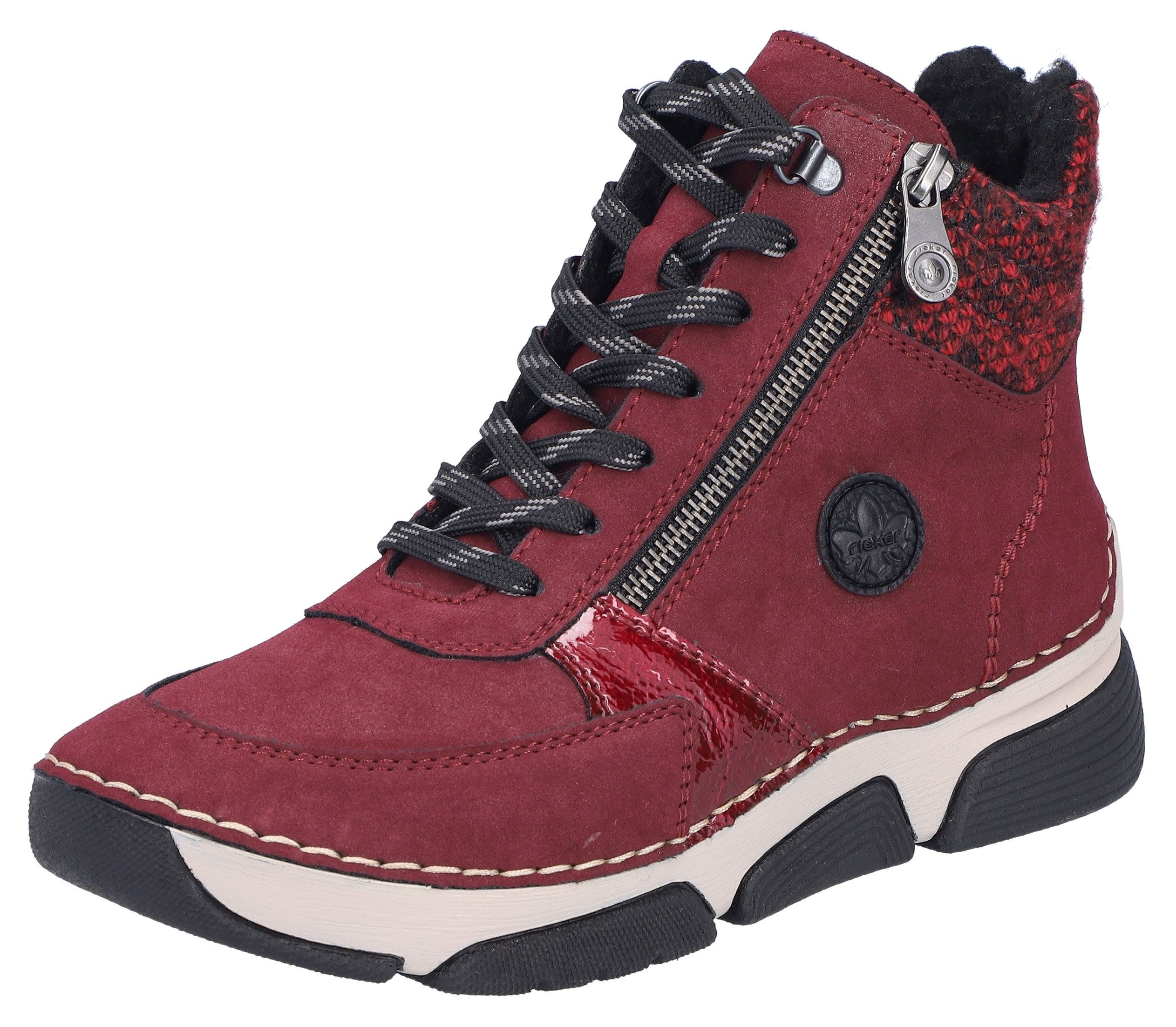 Rieker Winterboots Schnürstiefelette, Schnürboots mit Textil-Besatz am Scha günstig online kaufen