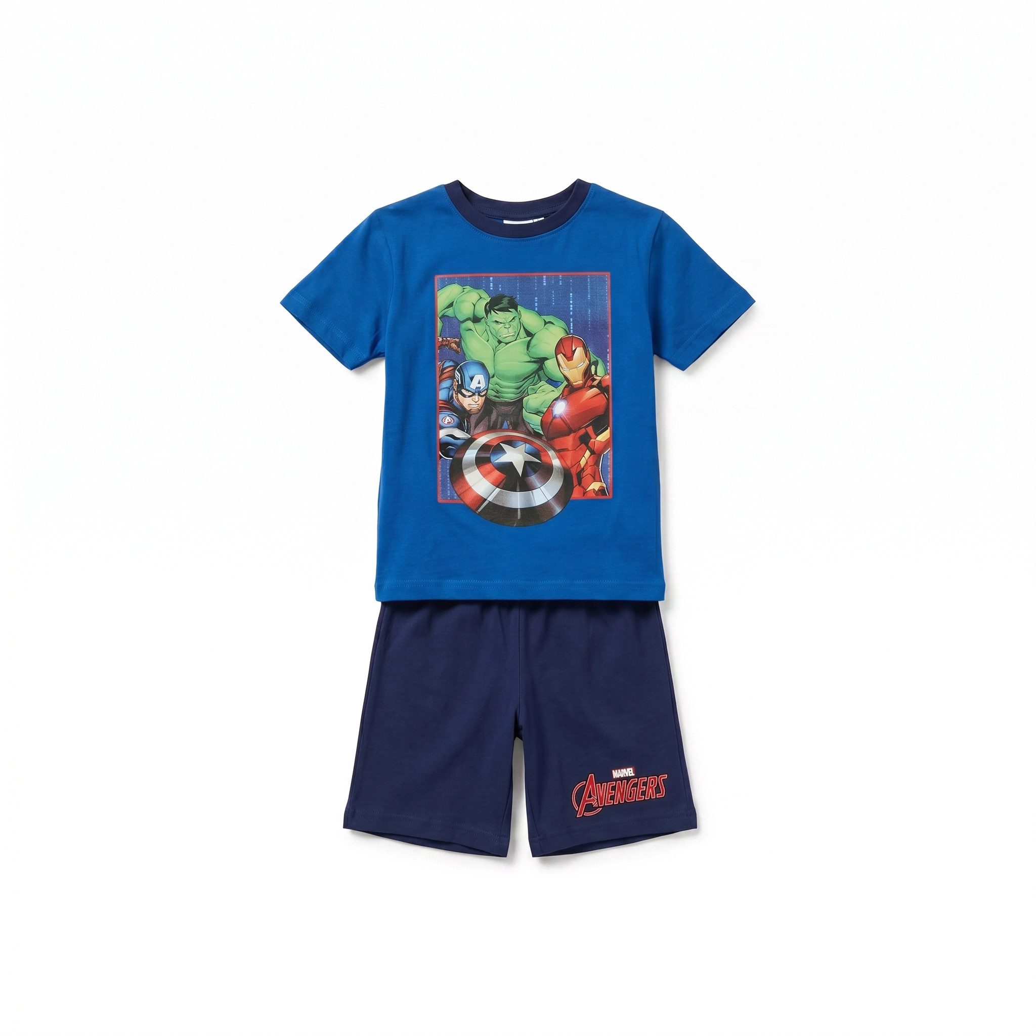 MARVEL Schlafanzug Marvel Avengers Jungen Schlafanzug Pyjama Shirt Shorts (1 tlg) Gr. 98 bis 128 - 100% Baumwolle