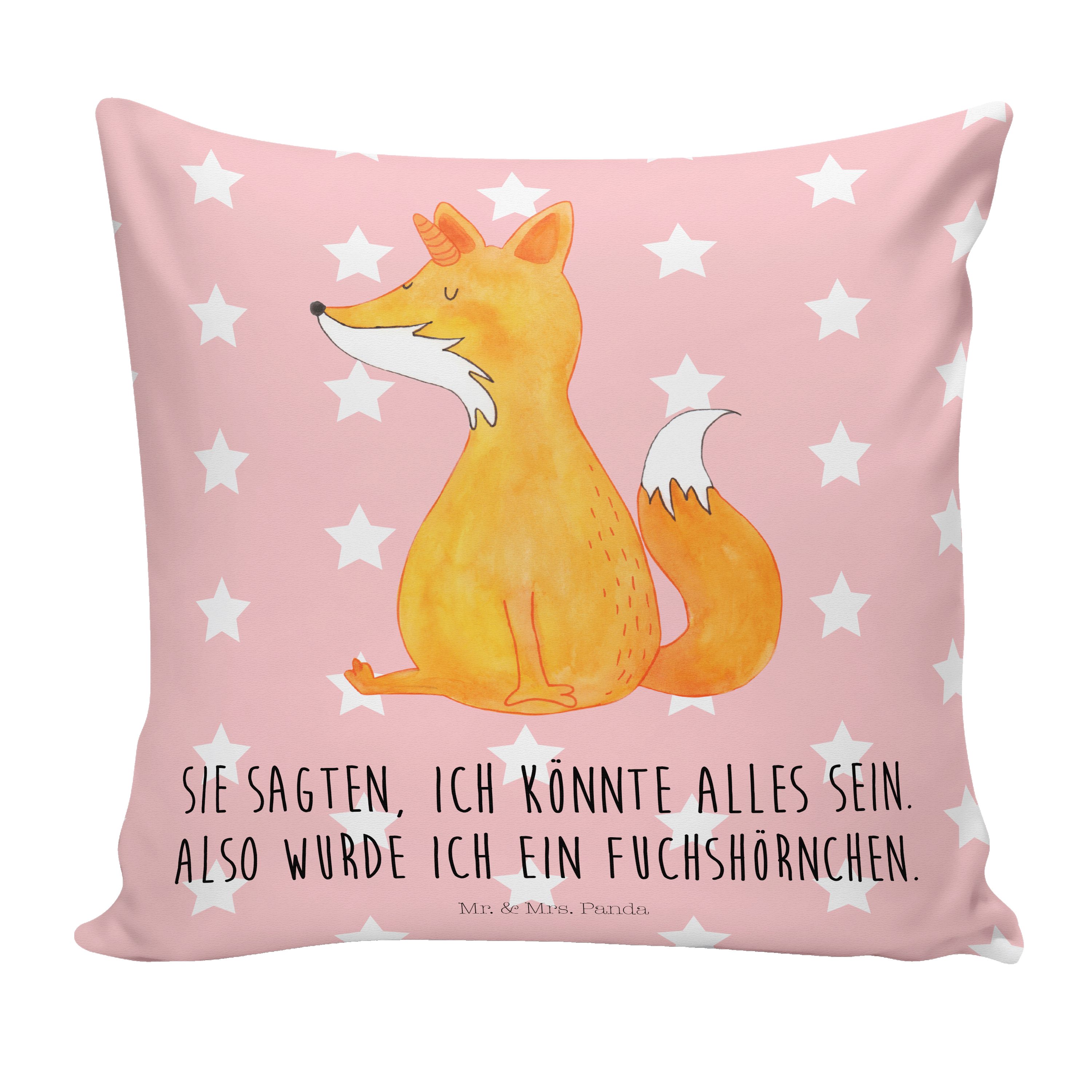 Wunsch Fuchshörnchen Mr. Mrs. Einhorn, Rot Dekokissen - Geschenk, Foxycorn, Dek Panda & Pastell -