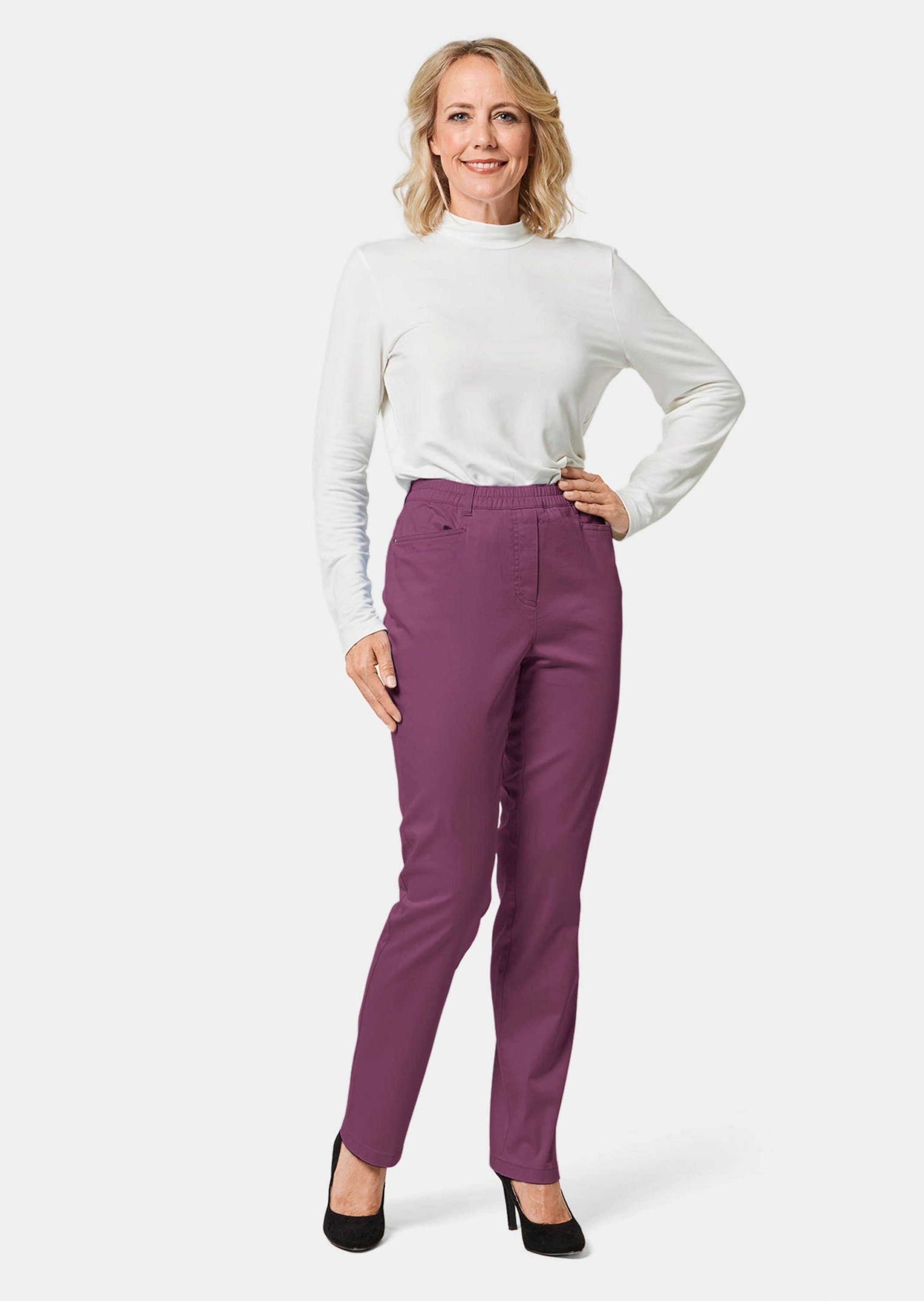 Leichte GOLDNER aubergine Baumwollschlupfhose LOUISA Schlupfhose