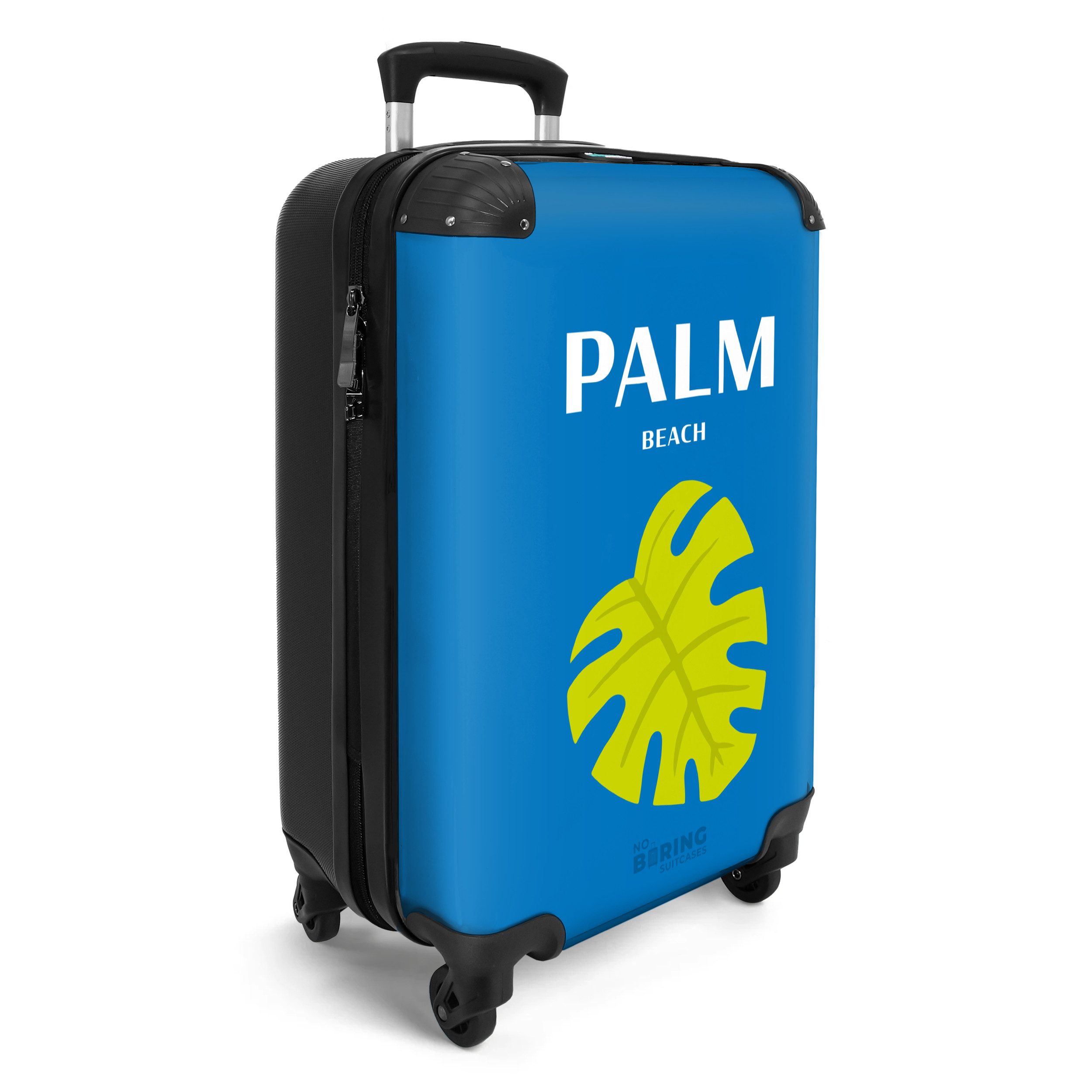 NoBoringSuitcases.com© Hartschalen-Trolley Blau mit Palm Beach günstig online kaufen