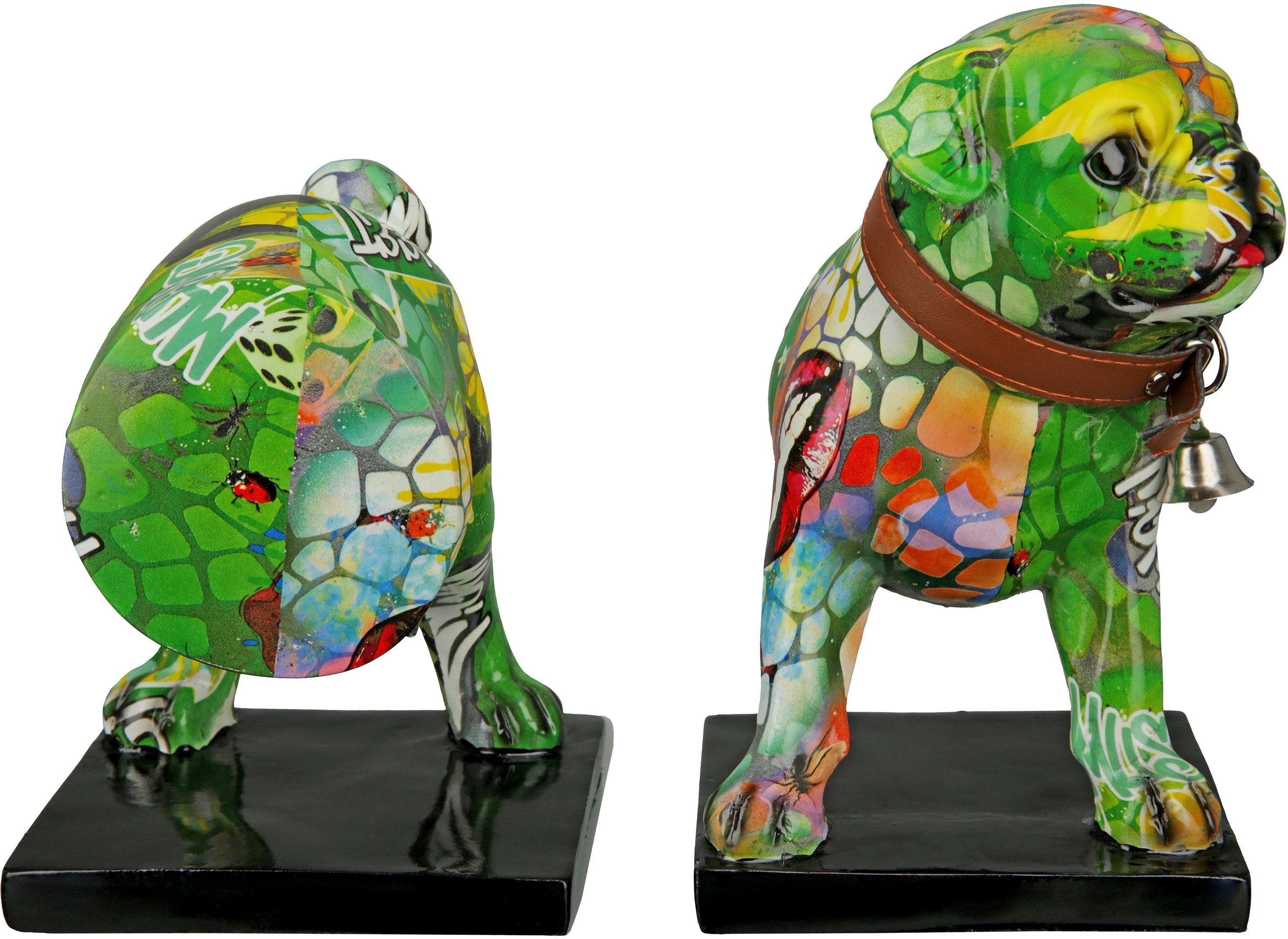 Tierfigur Buchstützen Mops Sreet Art