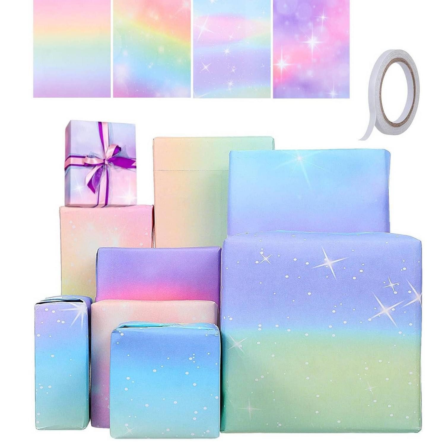 LuxusKollektion Geschenkpapier Geschenkpapier Mädchen Regenbogen-Verlauf 10 Blatt, (10St)