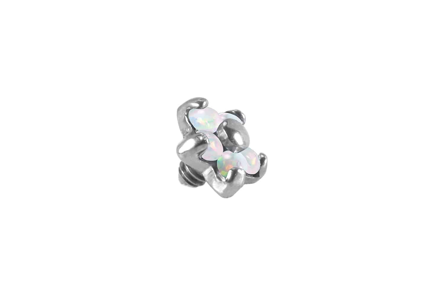 PIERCINGLINE Piercing-Set Titan Dermal Anchoraufsatz BLUME MIT 5 SYNTHETISCHEN OPALEN (Schraub-Aufsätze, 1-tlg)