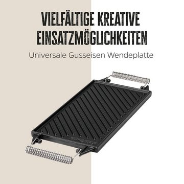 Grillfürst Grillplatte Grillfürst Universal Grillplatte / Wendeplatte aus Gusseisen 35 x 20 cm