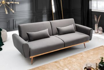 riess-ambiente Schlafsofa BELLEZZA 210cm grau / roségold, 1 Teile, Wohnzimmer · Samt · Metall · 3-Sitzer · Couch inkl. Kissen · Retro