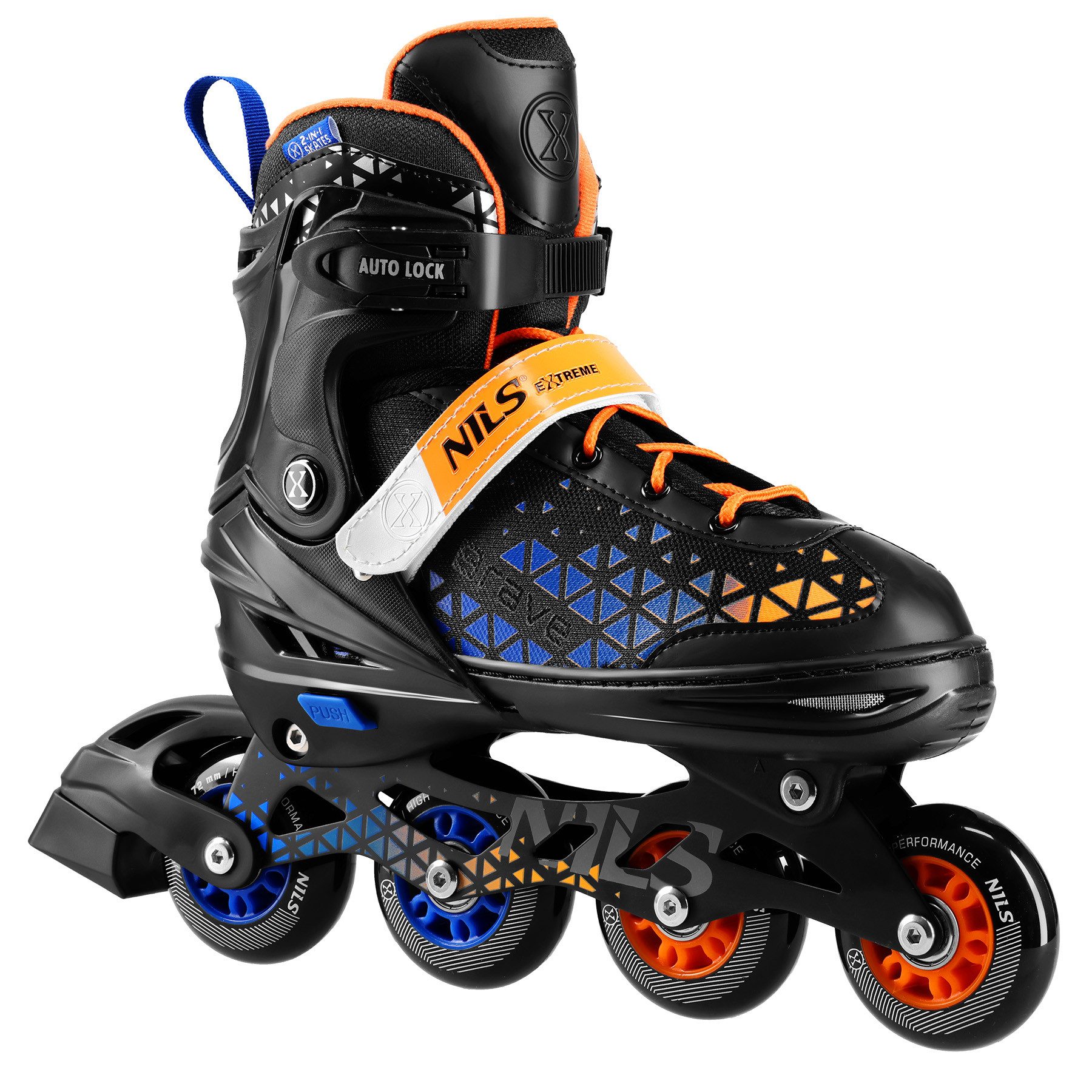 NILS EXTREME Inlineskates 2-IN-1 Inliner Schlittschuhe Rollschuhe wechselbare Kufen, Verstellbare Größe & verstellbare Rollen