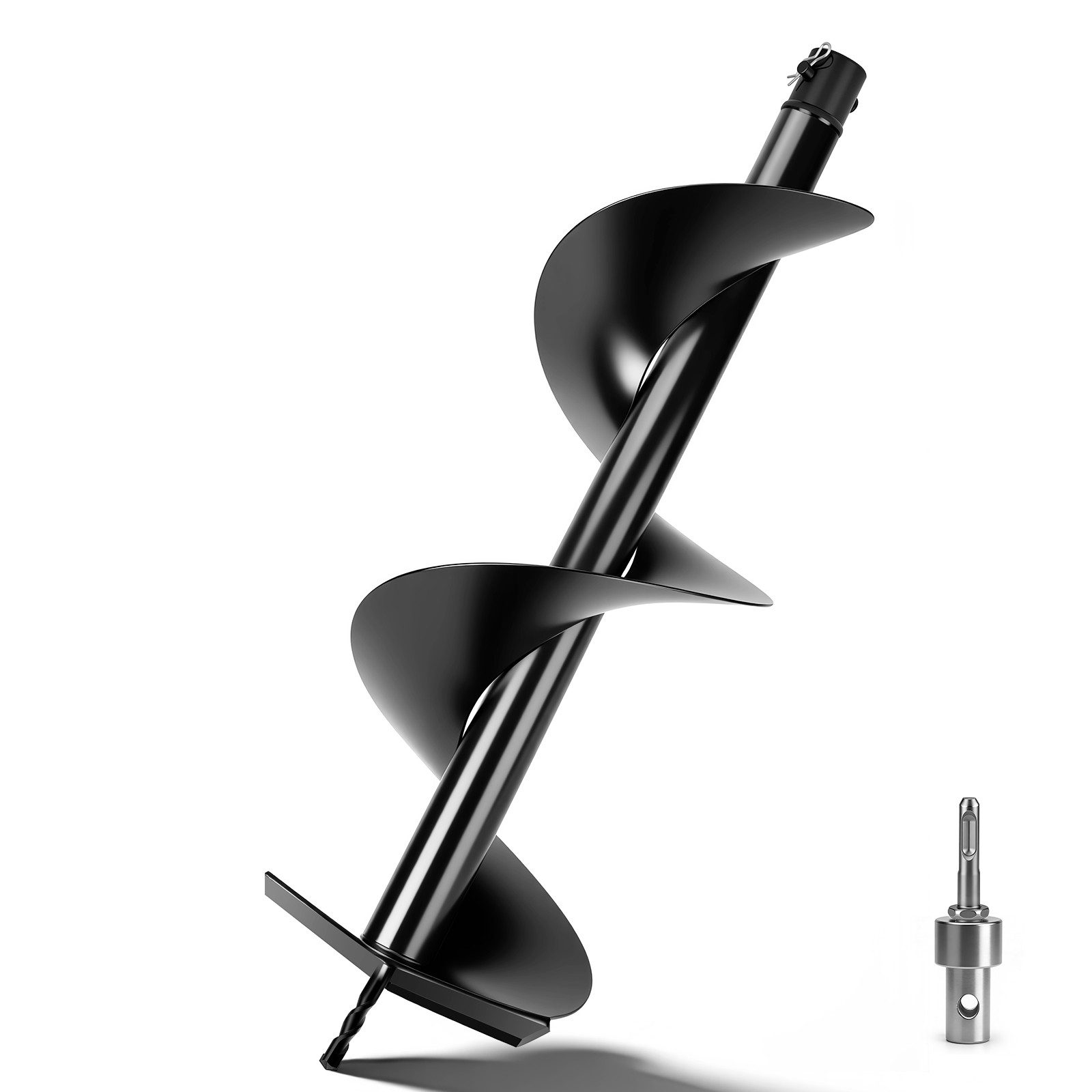 XERSEK Erdbohrer mit SDS-Plus, 80cm Manganstahl Erdlochbohrer Schnecke, (25cm Bohrgerät Aufsatz, Erdungsstab 0,6–2,6 m), Zum Bohren, Tiefgraben und Fundamente in mittleren bis leichten Boden