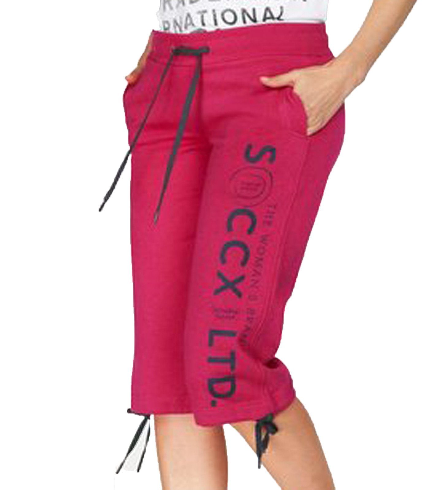SOCCX Bermudas »SOCCX Bermuda bequeme Damen Sommer-Hose Haus-Short mit  Bindeband Jogging-Hose Pink«