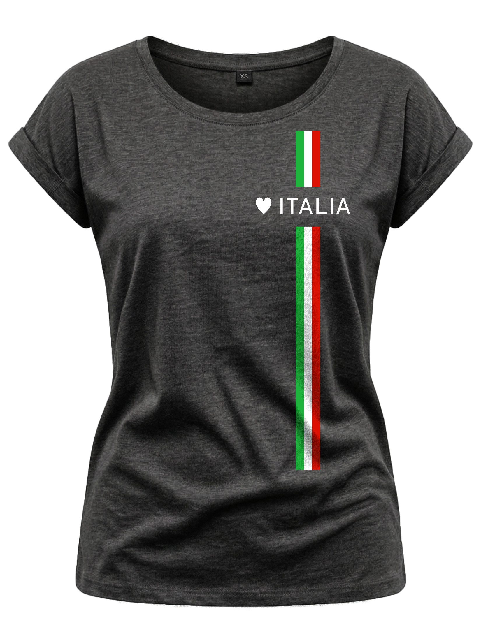 MAKAYA Print-Shirt Damen Italienische Mode Italia Top Italien Trikot Herz Italiano Style mit Druck