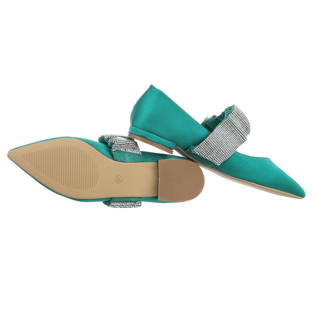 Ital-Design Damen Schlupfschuhe Party & Clubwear Ballerina Blockabsatz Klassische Ballerinas in Grün
