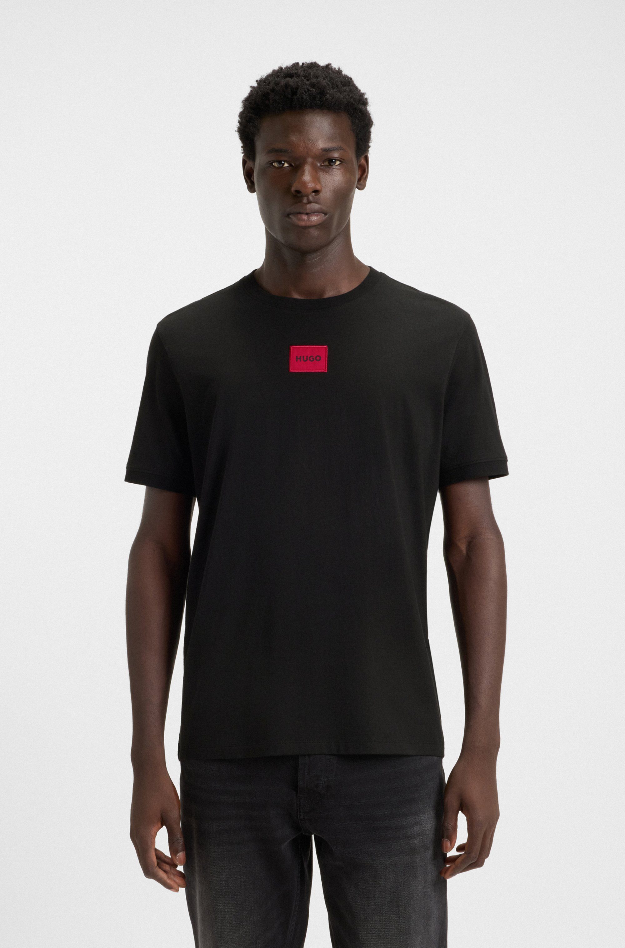 HUGO T-Shirt Diragolino Rundhalsausschnitt, Regular Fit, Logo-Label