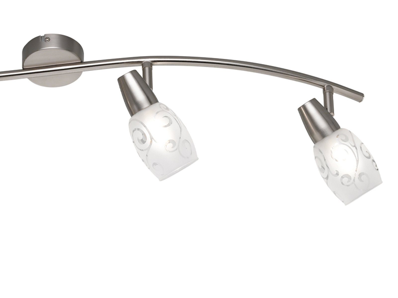 Reality Leuchten LED Deckenstrahler, Dimmfunktion, LED wechselbar, Warmweiß, innen, mehrflammig-e Deckenleuchte 4 Glas Lampenschirm-e, Breite 79cm