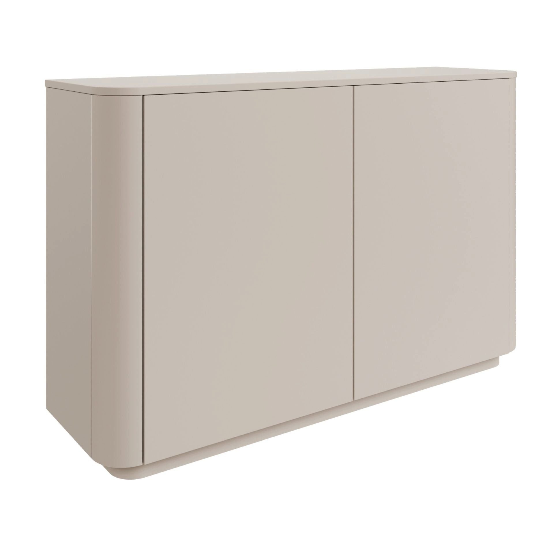 Selsey Sideboard LUVIO, 2-türig mit 6 Fächern, Kaschmirgrau, matt, abgerundete Kanten, 140 cm