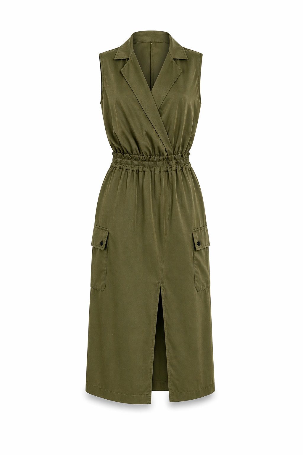 Freeman T. Porter Sommerkleid Row Plain Kleid - Midikleid - Sommerkleid grün - Kleid Damen luftig