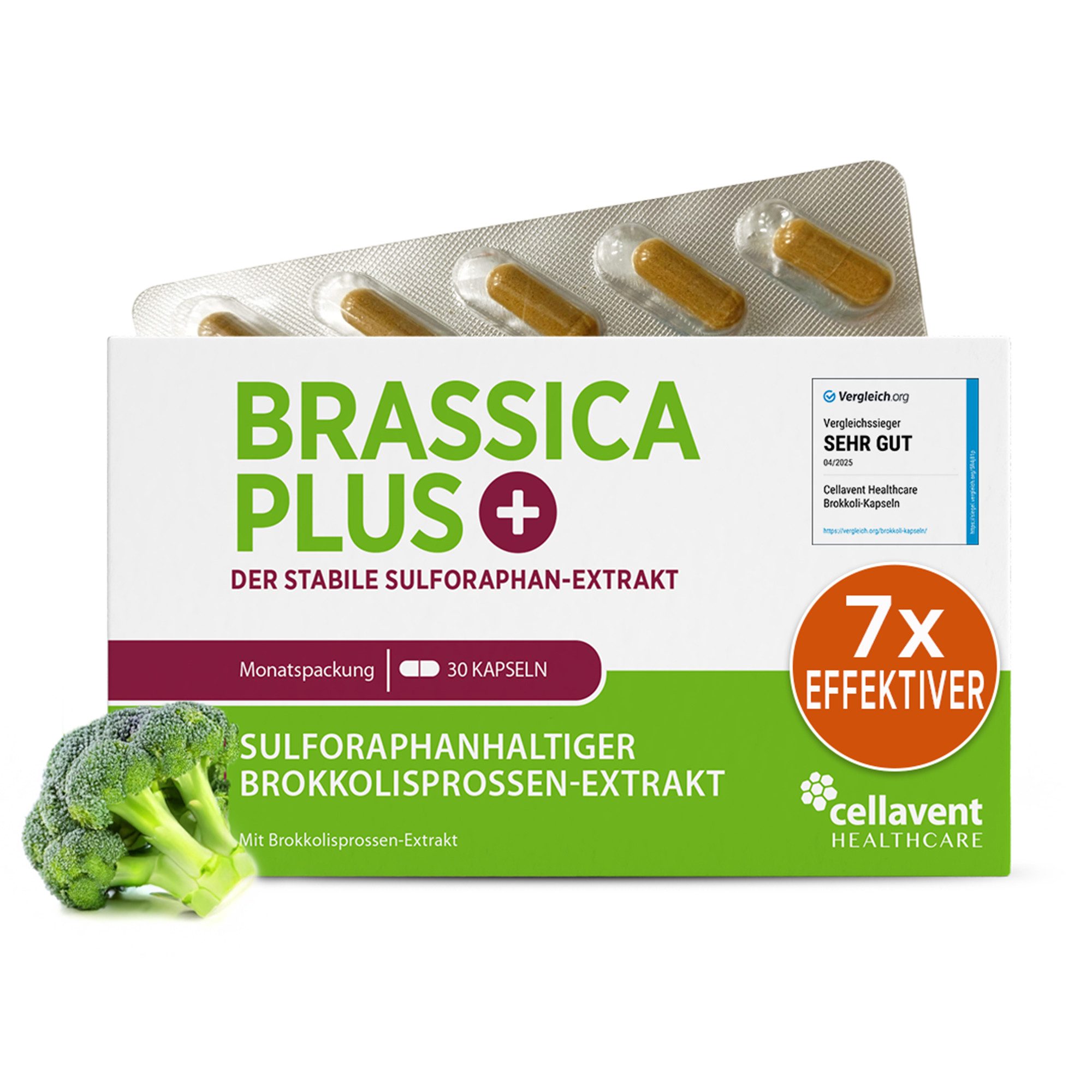 Cellavent Healthcare Effektive Brokkolisprossen Sulforaphan Kapseln - Brassica PLUS Kapseln