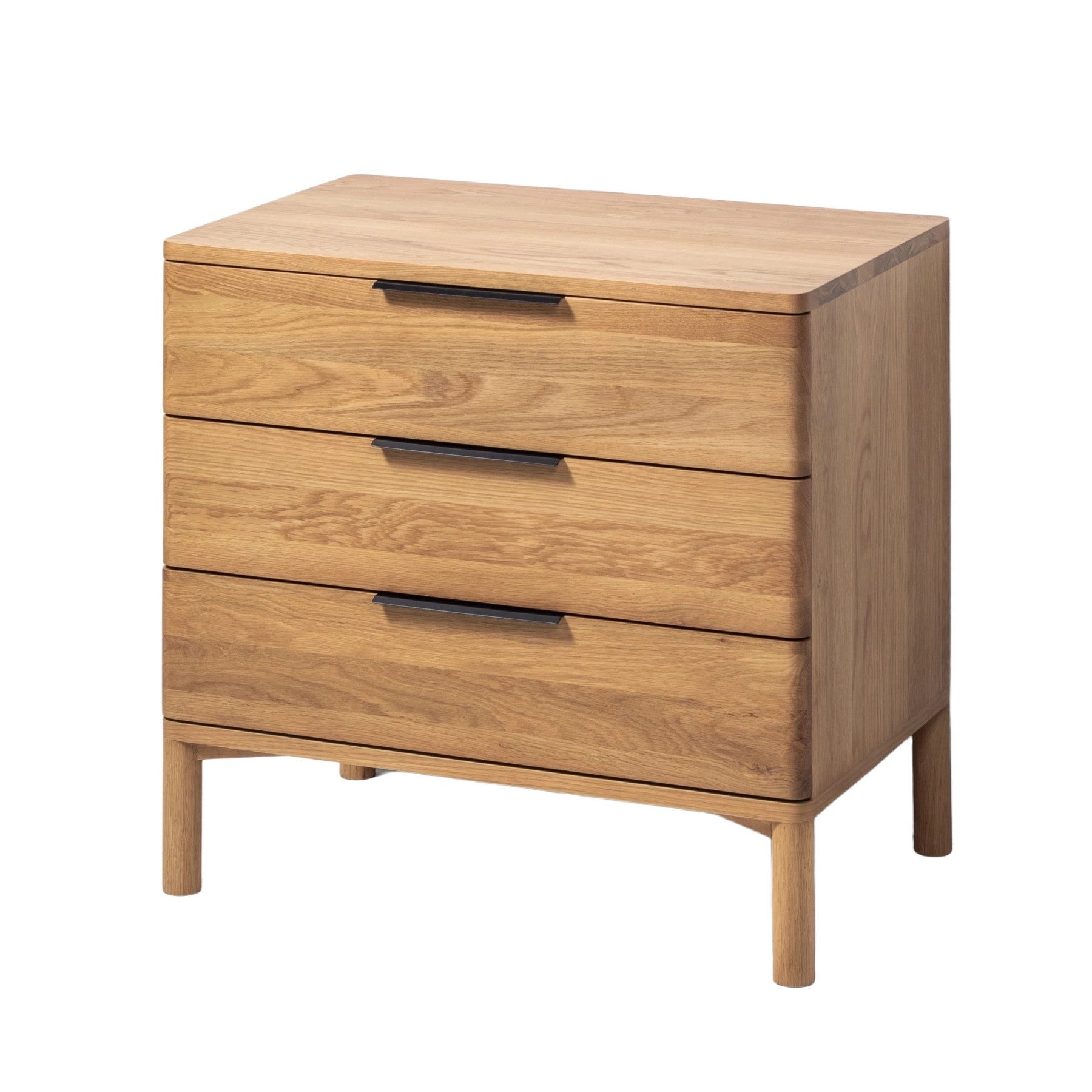 Woodek Design Kommode HARRY aus massiver Eiche, natur, 3 Schubladen (Soft-Close-Metallschienen, 1 St., mit matter Lackierung), Breite 70 cm, Tiefe 45 cm, Höhe 68 cm