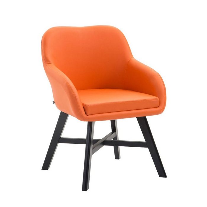 TPFLiving Besucherstuhl Kappa mit hochwertig gepolsterter Sitzfläche - Konferenzstuhl (Küchenstuhl - Esszimmerstuhl - Wohnzimmerstuhl) Gestell: Buchenholz schwarz - Sitzfläche: Kunstleder orange