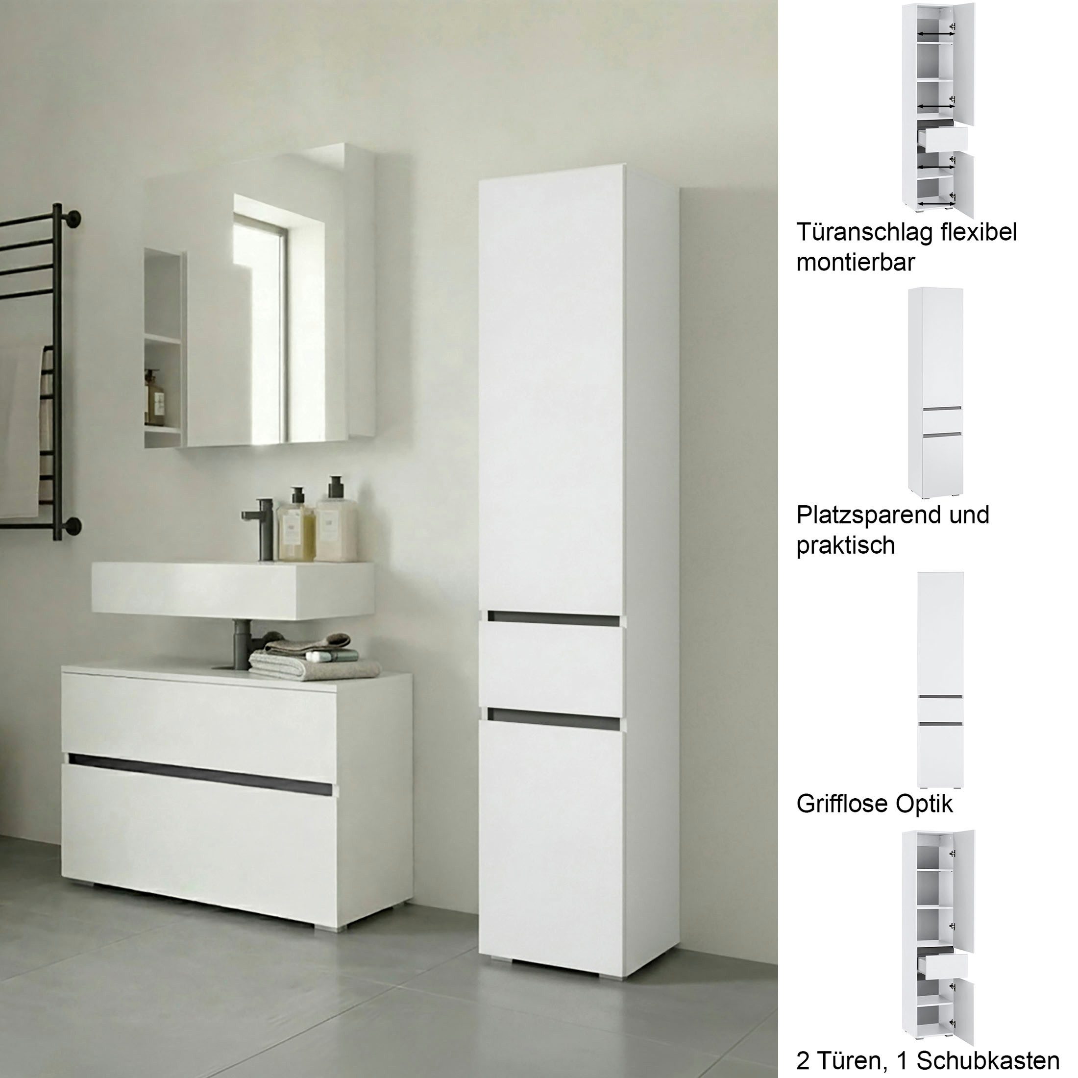 Home affaire Hochschrank Wisla Höhe 180 cm, mit Türen & Schubkasten – Bild 3 von 5