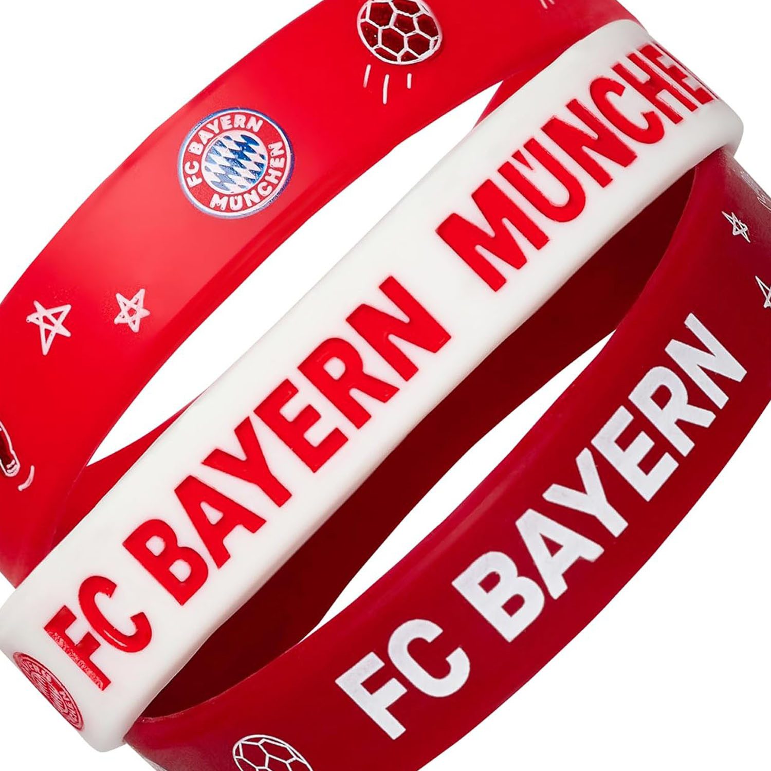 FC Bayern München Armband Set FC BAYERN MÜNCHEN Kinder-Armband Silikon 3er-Set rot+weiß
