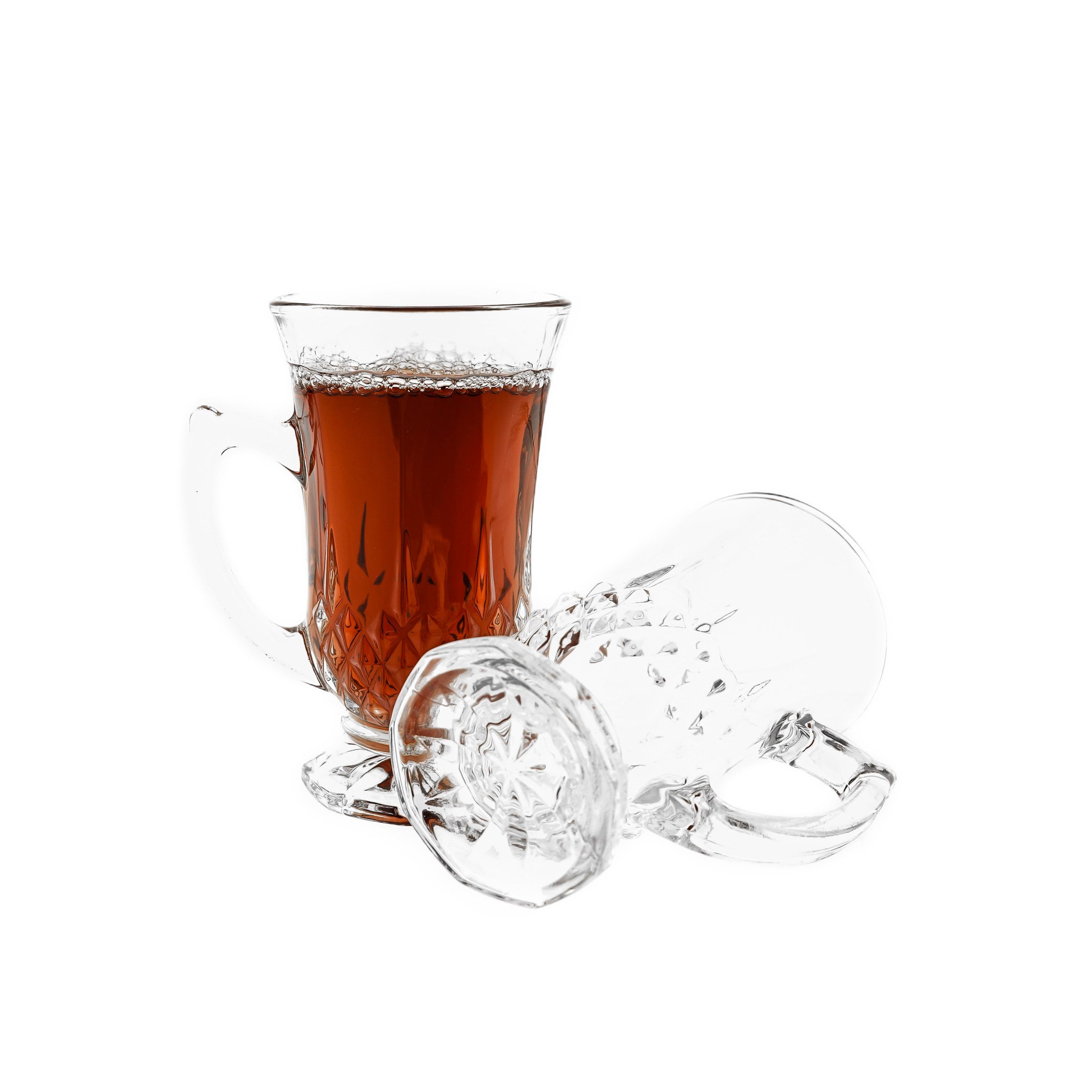 Almina Gläser-Set Teegläser 6 tlg. Trinkgläser Transparent mit Henkel 160 ml, 6-tlg.