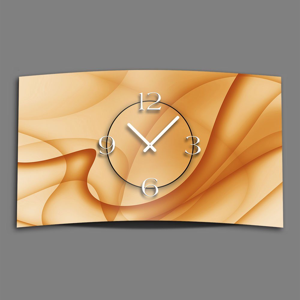 dixtime Wanduhr Abstrakt apricot Designer Wanduhr modernes Wanduhren Design leise (Einzigartige 3D-Optik aus 4mm Alu-Dibond)