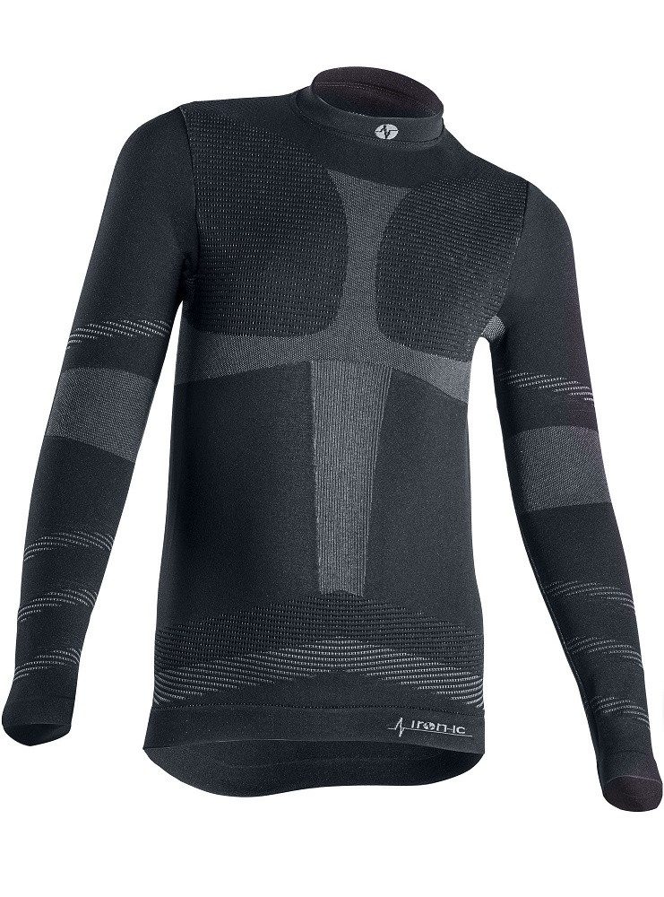 Langarmshirt Funktionsunterwäsche Performance (atmungsaktiv) schwarz/grau Kinder