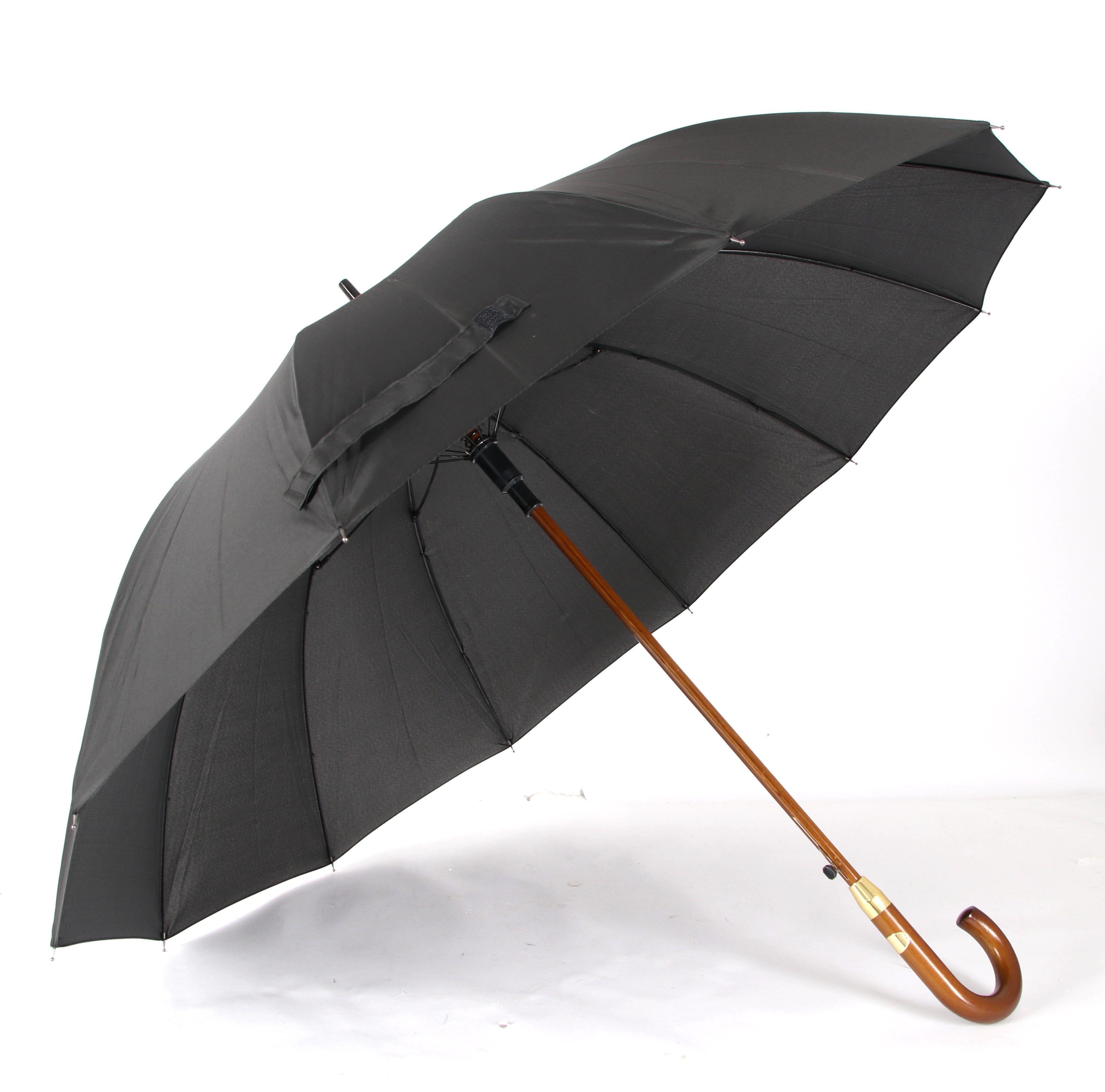 COFI 1453 Stockregenschirm Holzstockschirm ergomoischer Regenschirm flexibel und widerstandsfähig