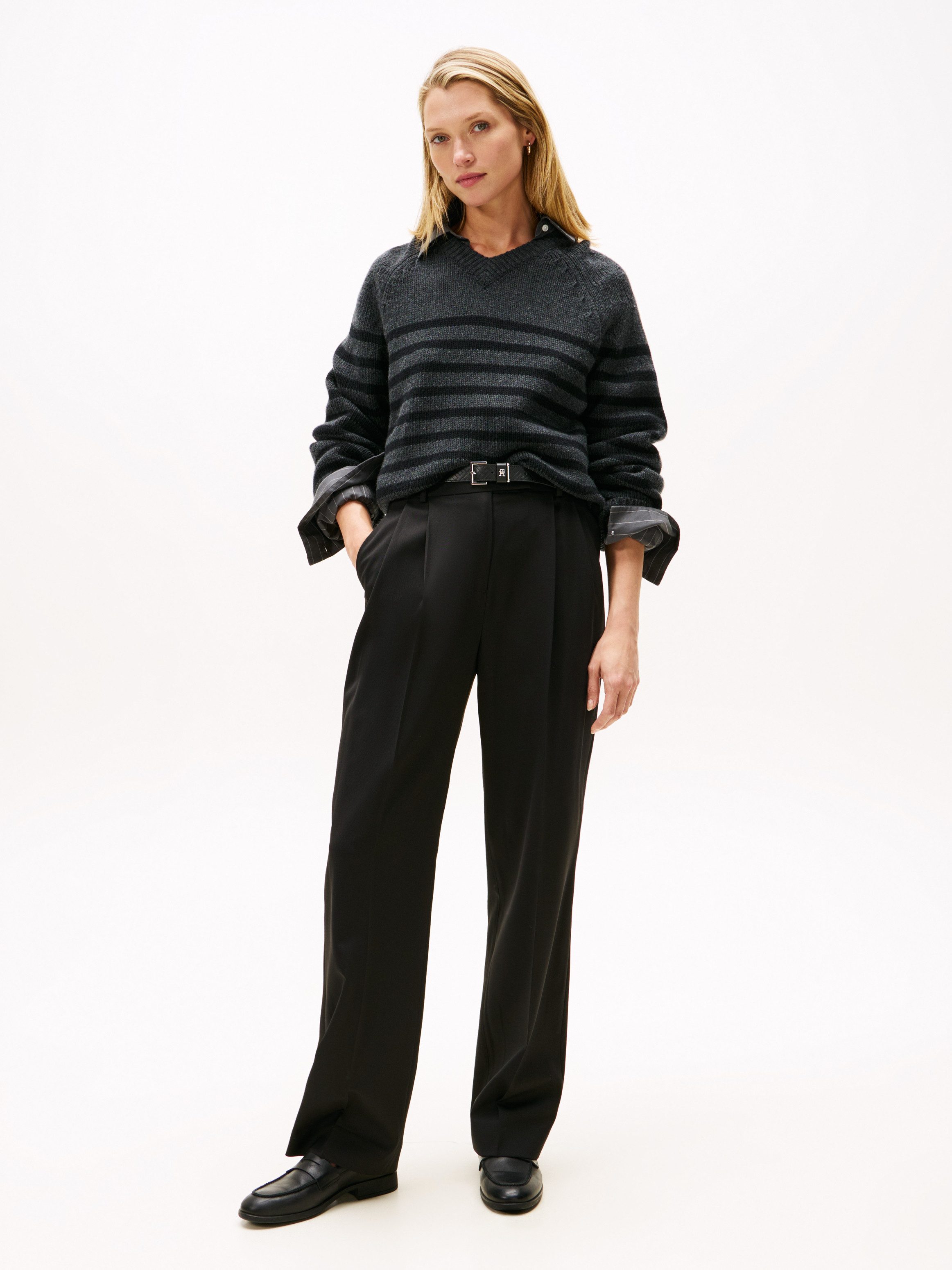 Tommy Hilfiger Anzughose TIMELESS WOOL RLXD STRT PANT mit Wolle