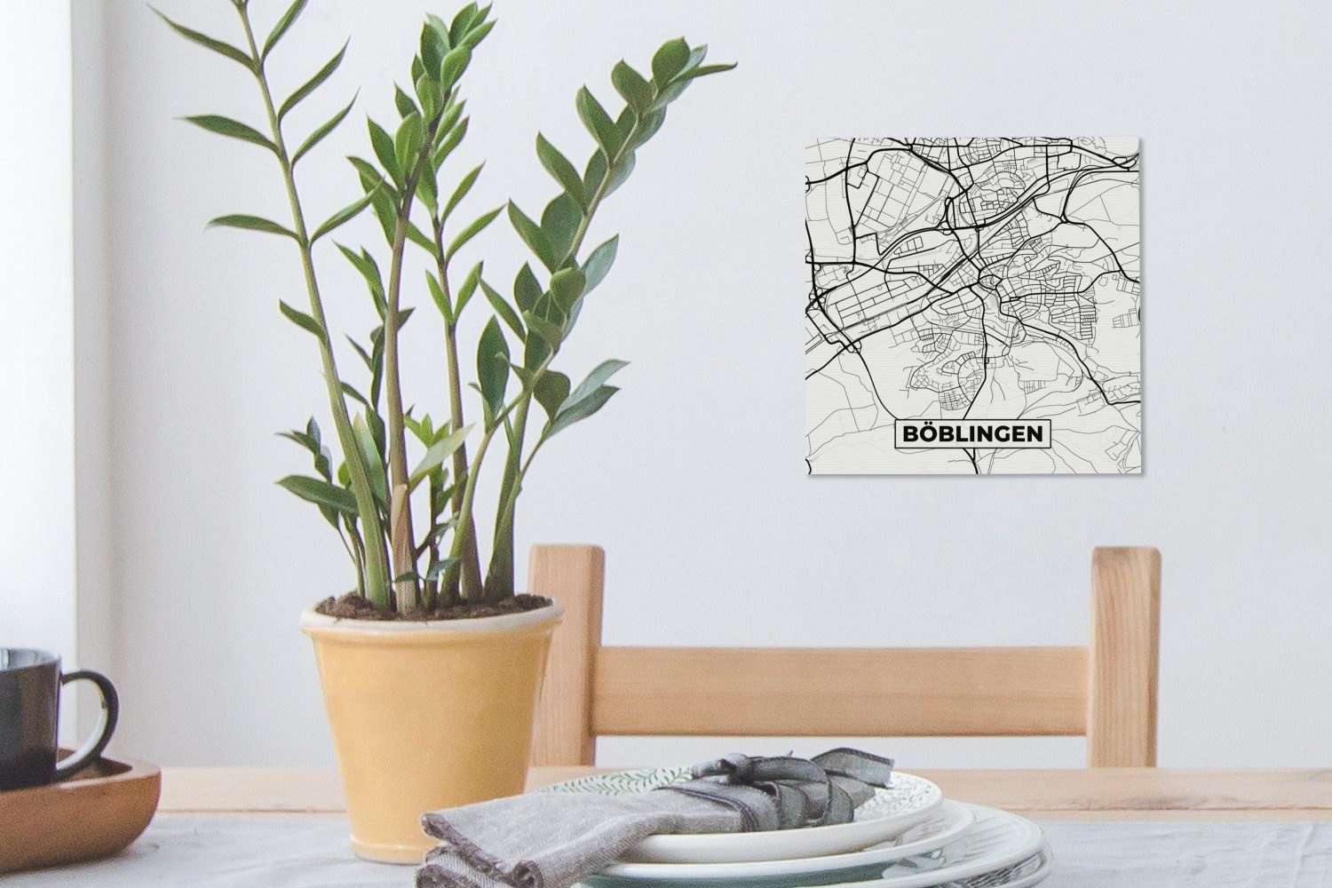 OneMillionCanvasses® Leinwandbild Böblingen Bilder - Schlafzimmer Stadtplan, Karte - St), für Leinwand (1 Wohnzimmer