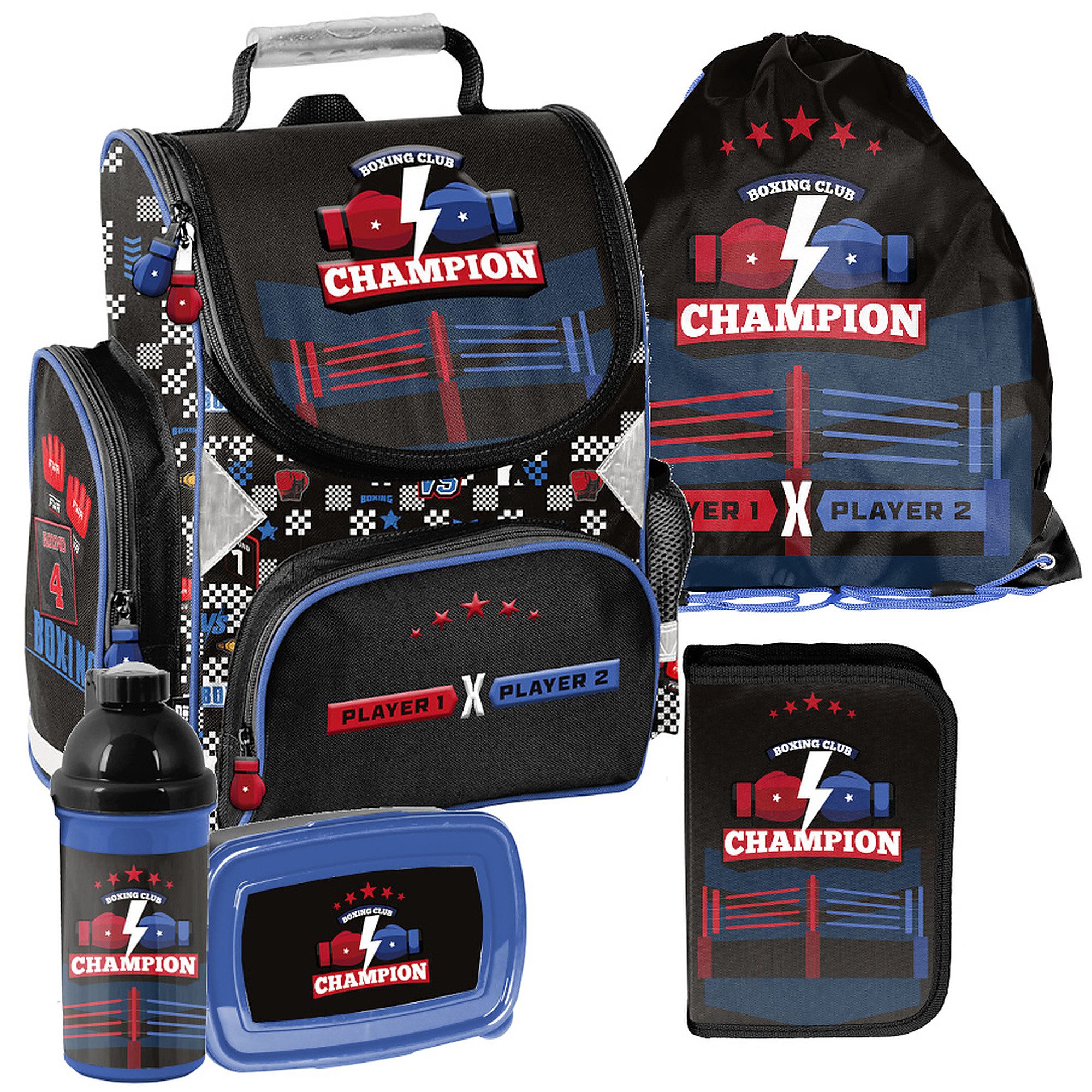 PASO Schulrucksack (Schulset, 5-tlg), Boxing, 5-tlg. Set