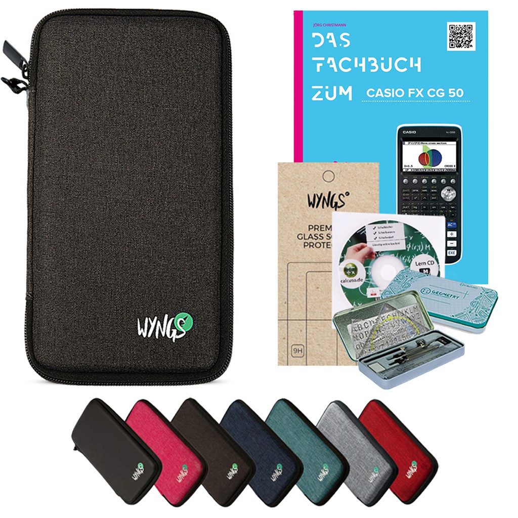 CALCUSO Taschenrechner Zubehör zum Casio fx-CG50 Grafikrechner - Dunkelgrau - Premium Set