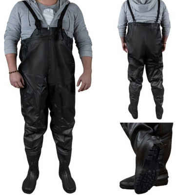 MALATEC Regen- und Matschlatzhose AquaGuard - Wasserschuhe Größe 46 / AquaFlex - Angelwathose Größe 46 (1x Watthose/Angelhose mit Gummistiefel)