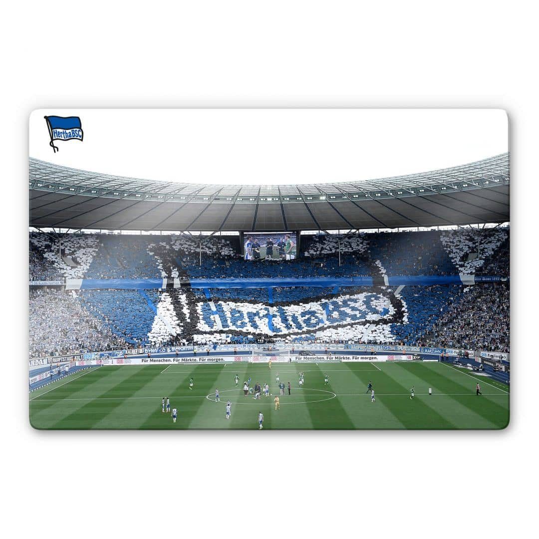 Hertha Stadion, Hertha BSC Modern Spielstart Fußball BSC Bilder Gemälde im Glasbild Deko Sportverein