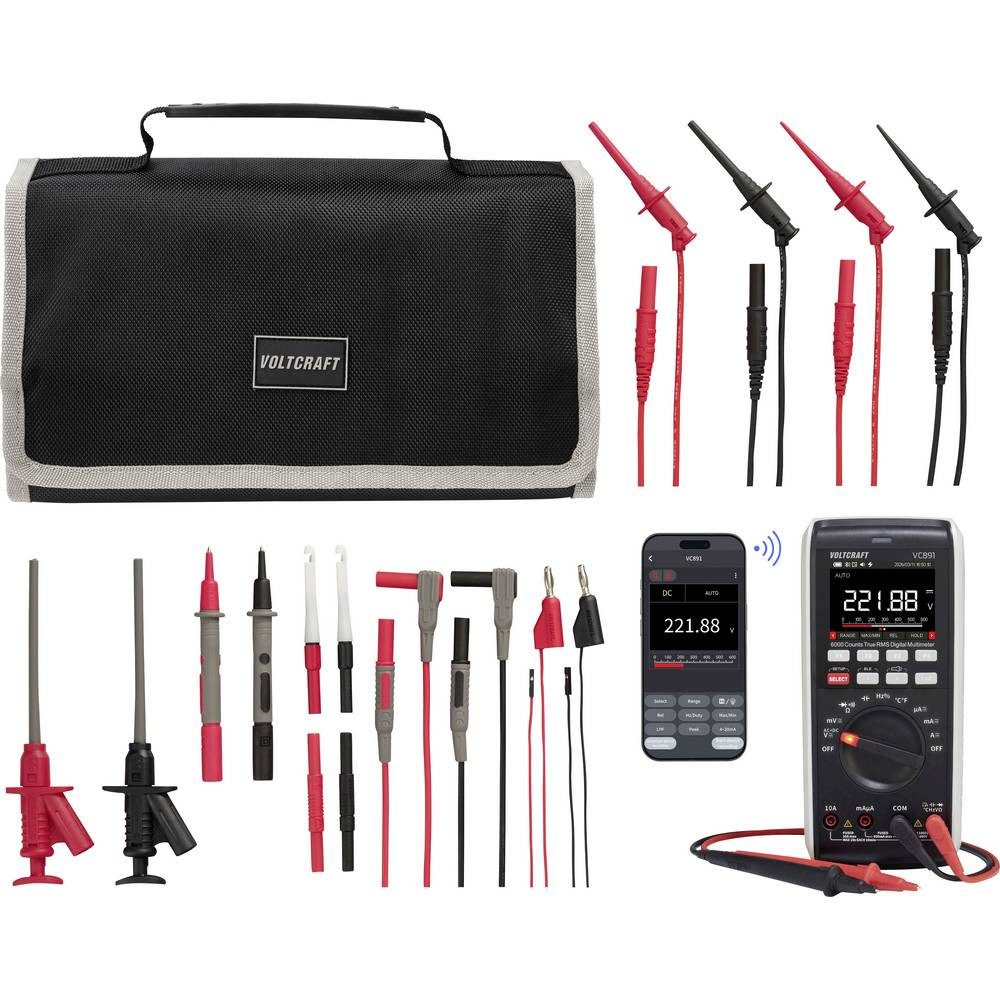 VOLTCRAFT Multimeter VC-891 Multimeter mit MLSet-120 Messleitungen und Tasche, Datenlogger, LoZ
