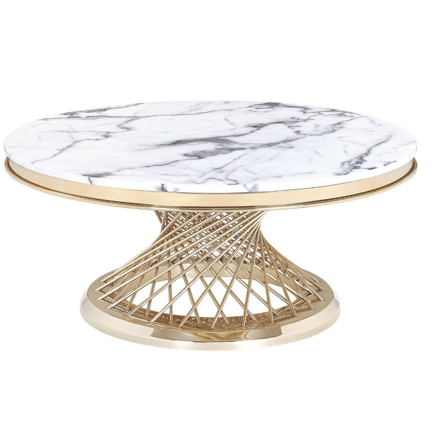 alesvelt Couchtisch Beistelltisch echtes Marmor weiß gold 100cm (1-Tisch), günstig online kaufen