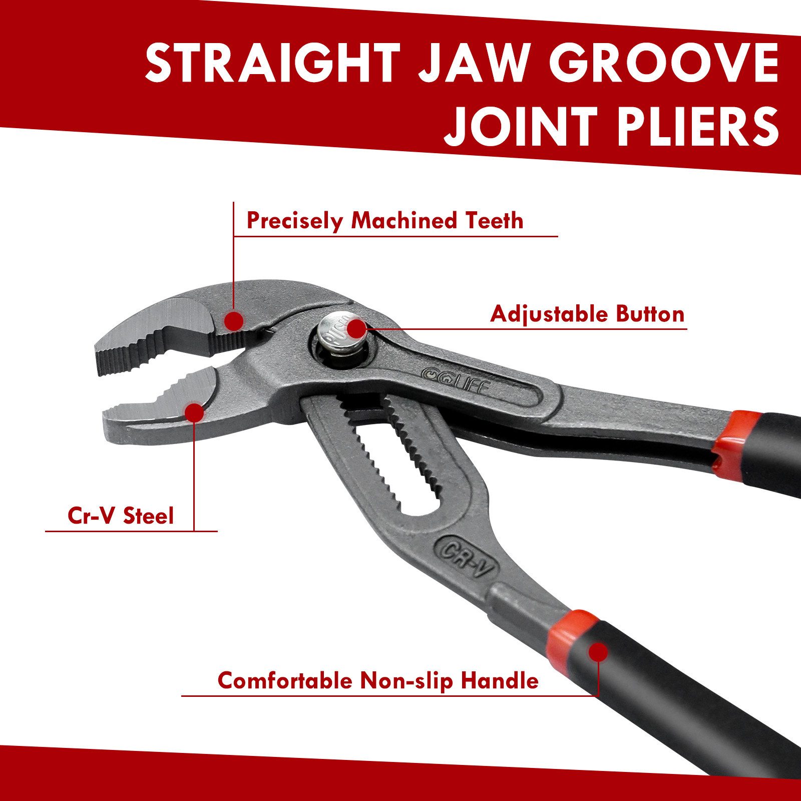 CCLIFE Zangenset Wasserpumpenzange aus Cr-V Stahl Rohrzange Pumpenzange