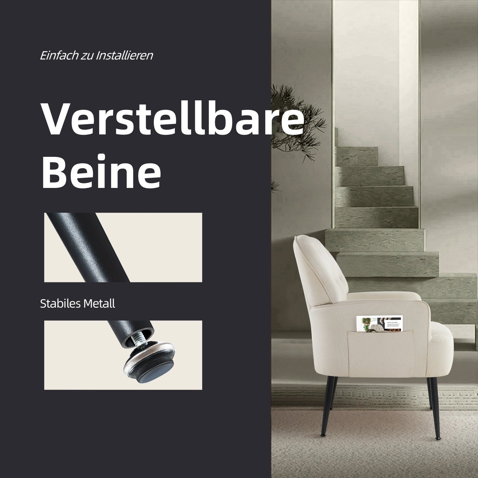 Intimate WM Heart Sessel Einzelsessel, Retro Fernsehsessel mit Metallbeinen günstig online kaufen