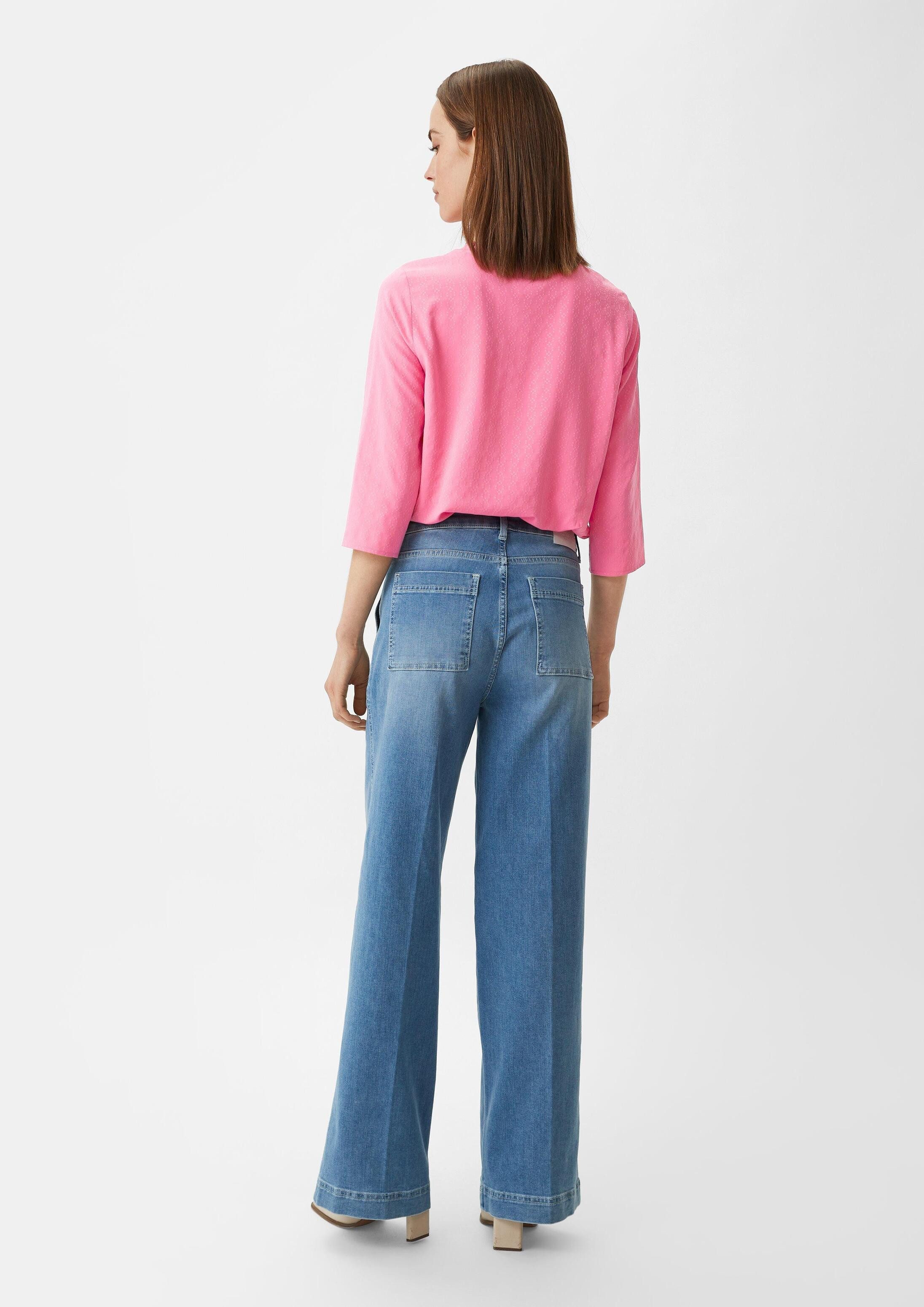 comma Kurzarmbluse Bluse Bluse mit 3/4-Ärmeln und Strukturmuster
