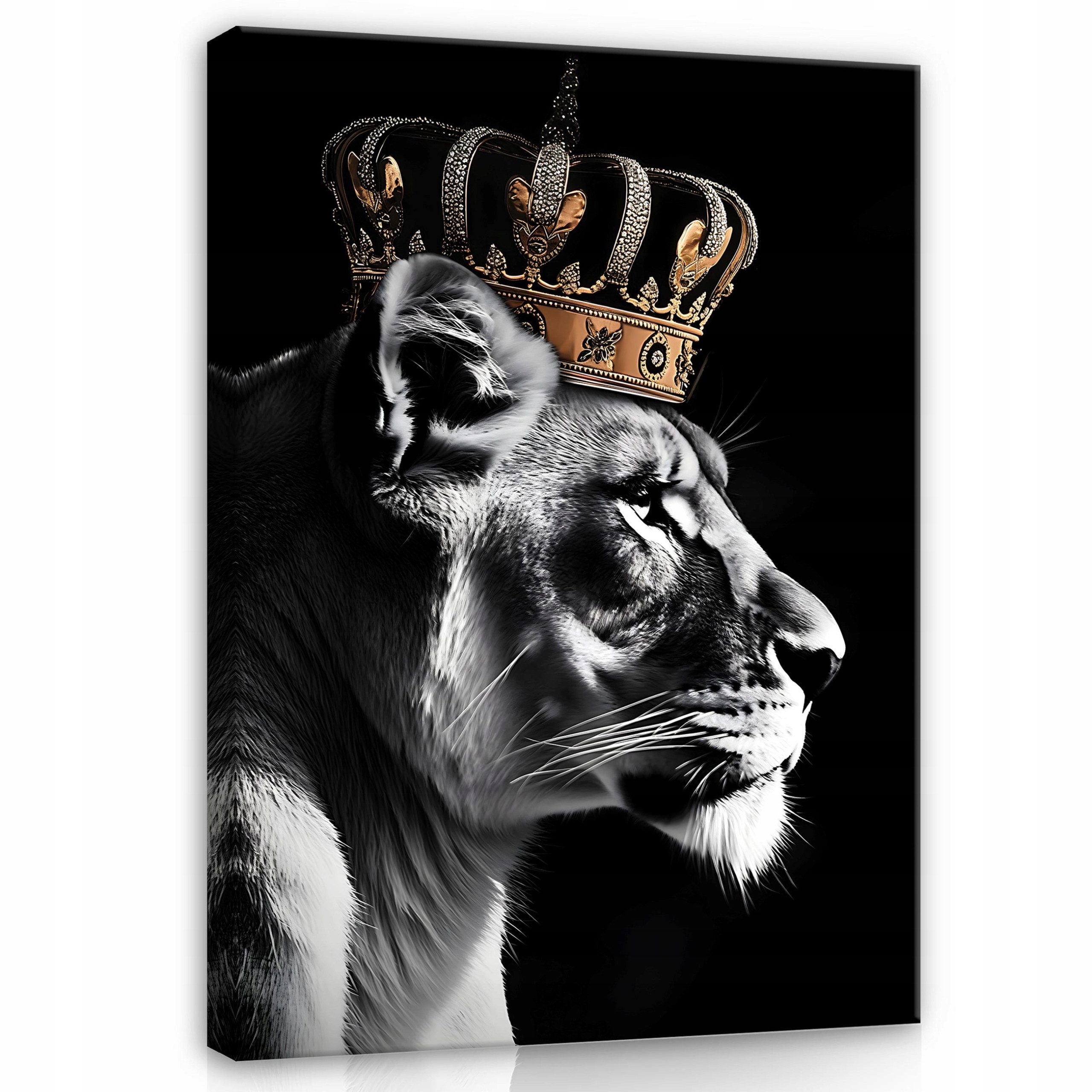 Wallarena Leinwandbild Löwe Tiere - Schwarz - Modern - Hochformat - Wohnzimmer, Löwe, 40x60x2cm