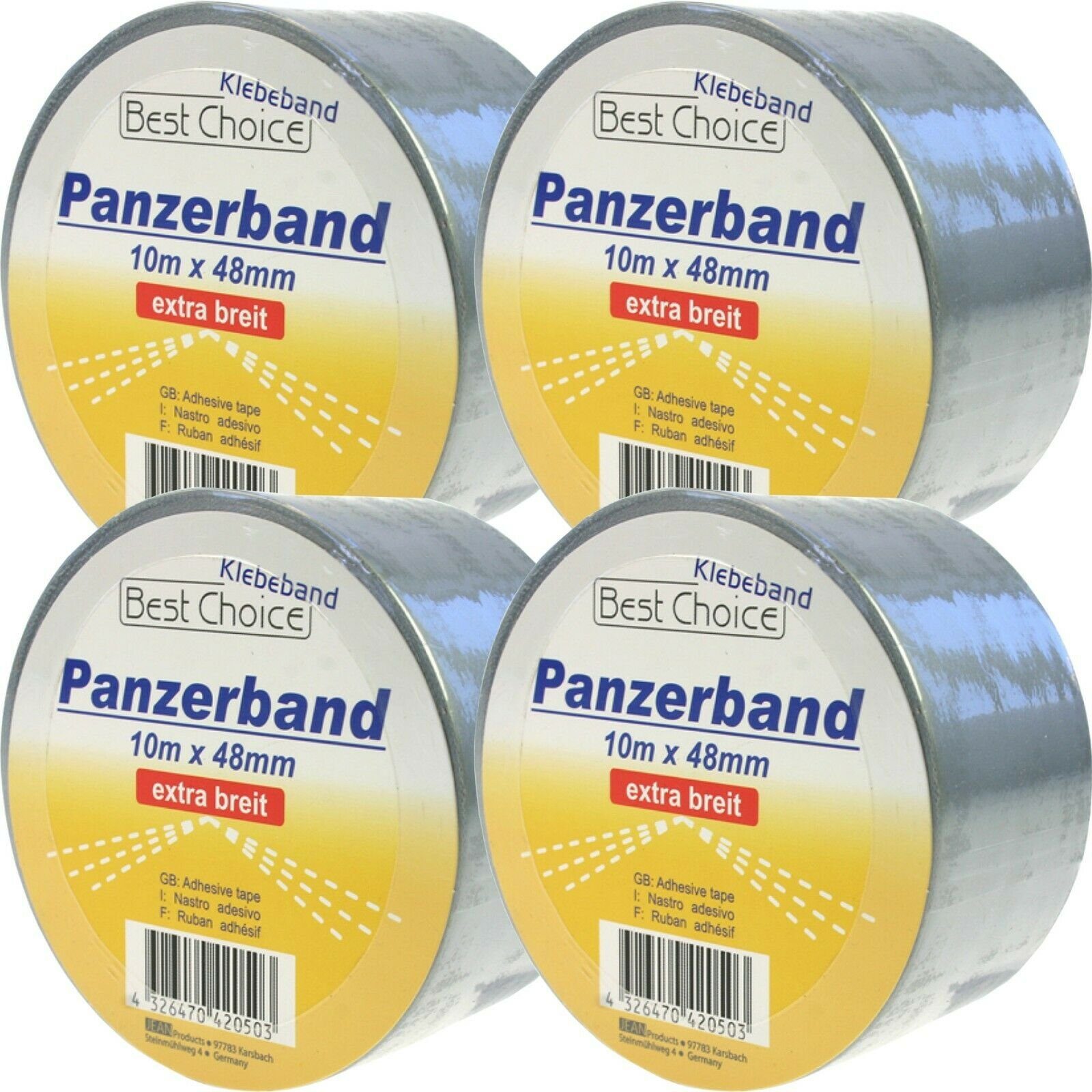 BENSON Klebeband 1- 24 Panzerband Panzertape Gaffa Tape Gewebeband (6-St) Klebeband, Packband, Silber