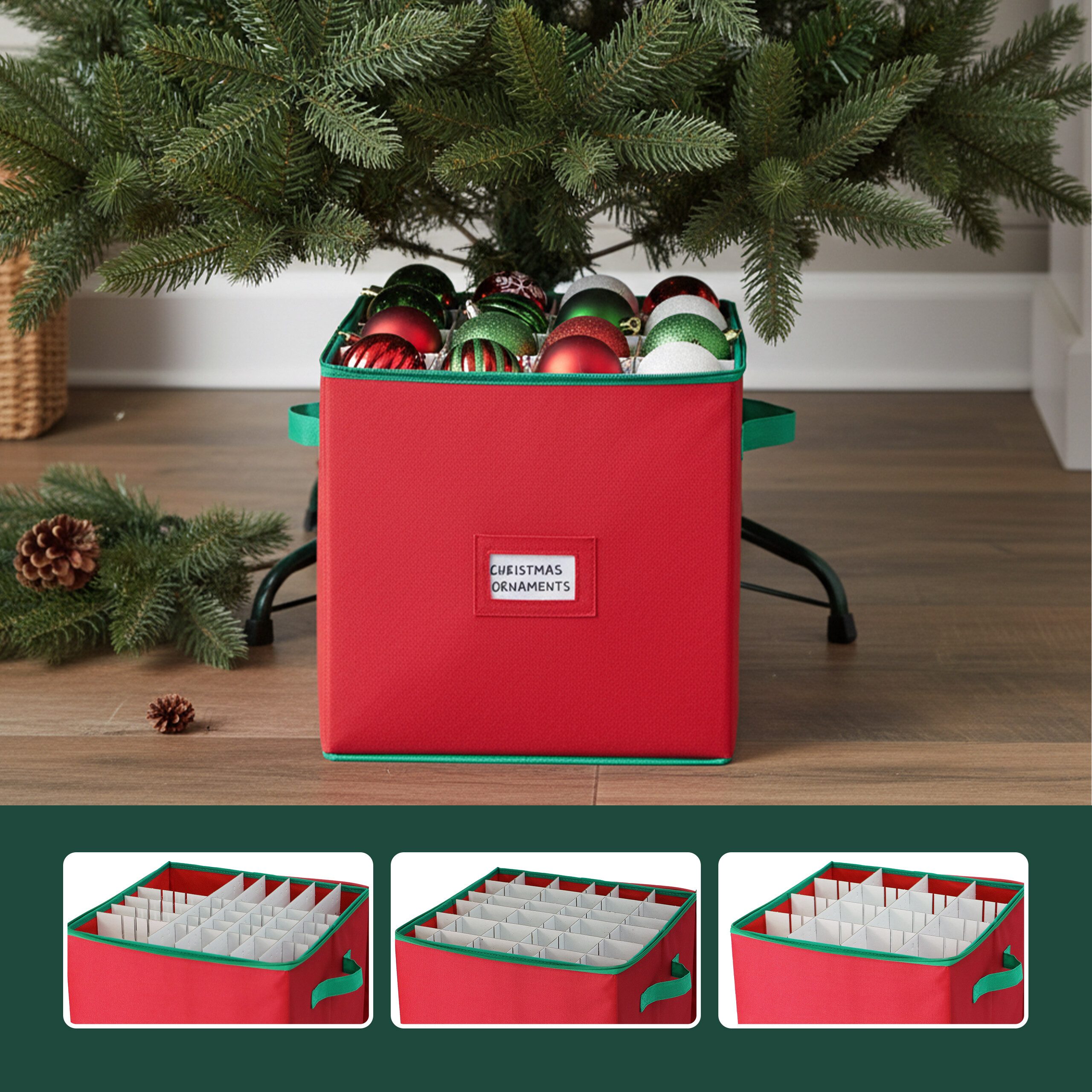 relaxdays Aufbewahrungsbox Weihnachtskugel Aufbewahrungsbox, rot
