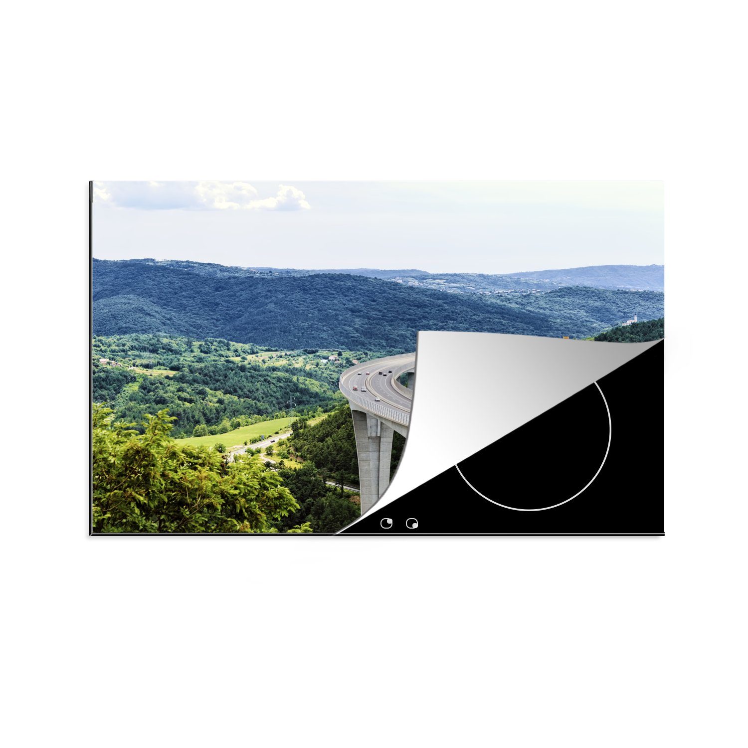 MuchoWow Herdblende-/Abdeckplatte Höchstes Autobahnviadukt in Slowenien, Vinyl, (1 tlg), 81x52 cm, Induktionskochfeld Schutz für die küche, Ceranfeldabdeckung