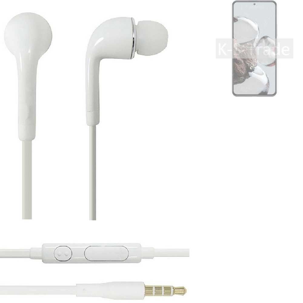K-S-Trade für Xiaomi 12T In-Ear-Kopfhörer (Kopfhörer Headset mit Mikrofon u Lautstärkeregler weiß 3,5mm)