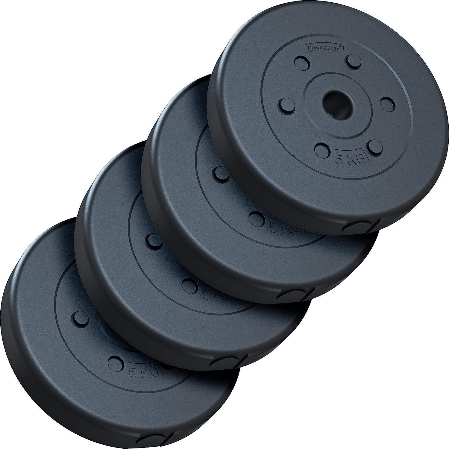 ScSPORTS® Hantelscheiben Set Kunststoff 30mm (10002978-tlg) Gewichtsscheiben 20 Gewichte, kg Ø
